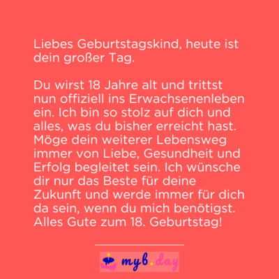 ⇒ Glückwünsche zum 18. Geburtstag 70 tolle Sprüche