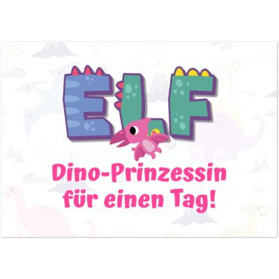 Geburtstagskarte - Dino-Prinzessin - Mädchen - Elf Jahre