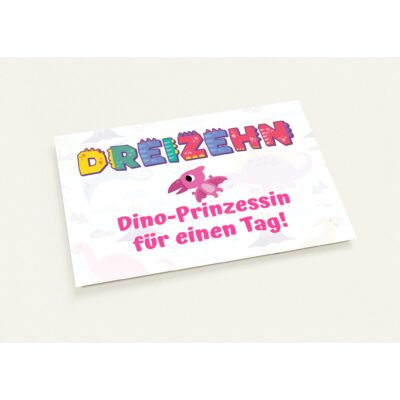 Geburtstagskarte - Dino-Prinzessin - Mädchen - Dreizehn Jahre