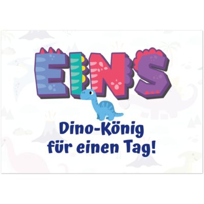 Geburtstagskarte - Dino-König - Jungen - 1 Jahre