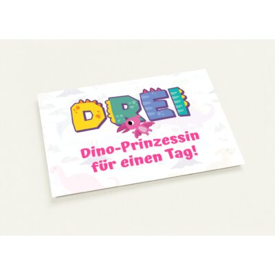 Geburtstagskarte - Dino-Prinzessin - Mädchen - Drei Jahre