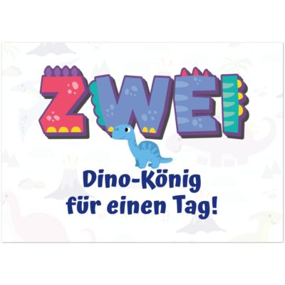 Geburtstagskarte - Dino-König - Jungen - 2 Jahre