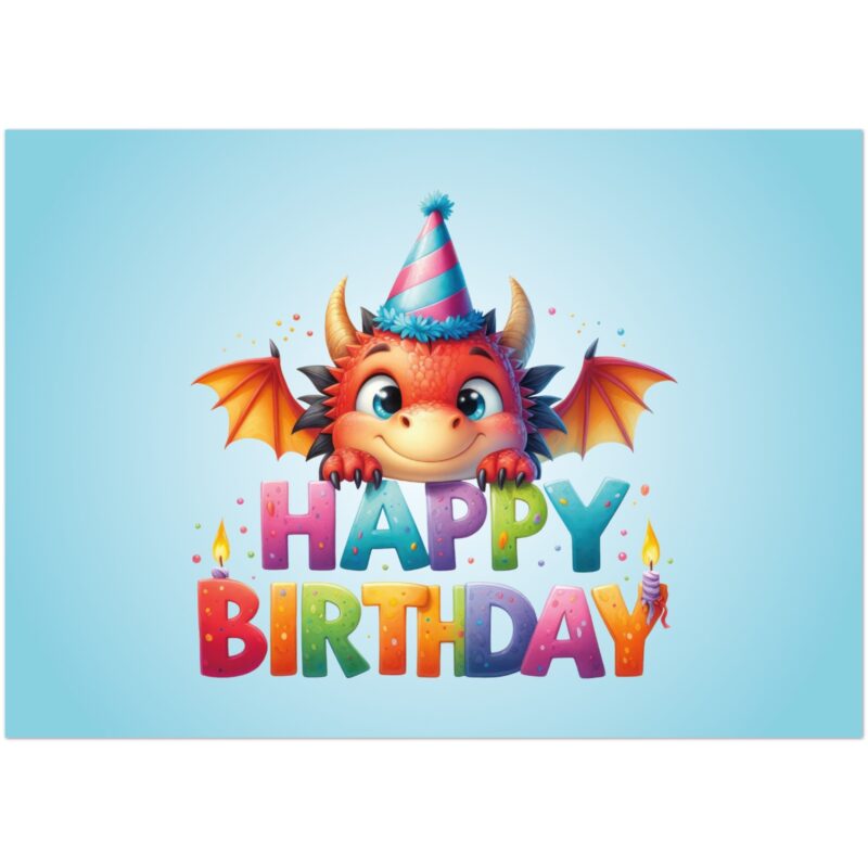 Geburtstagskarte - Happy Birthday - Drachenbaby - 10 Stk