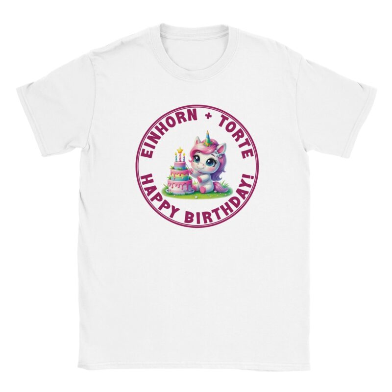 T-Shirt - Einhorn + Torte = Happy Birthday - Unisex