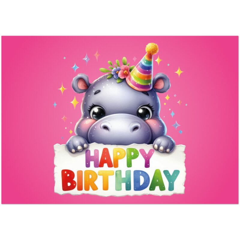 Geburtstagskarte - Happy Birthday - Hippobaby - 10 Stk