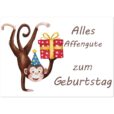 Geburtstagskarte - Alles Affengute - Affe und Geschenk - 10 Stk