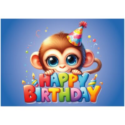 Geburtstagskarte - Happy Birthday - Affenbaby - 10 Stk A6