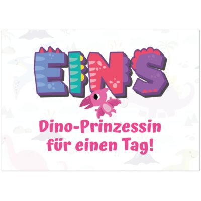 Geburtstagskarte - Dino-Prinzessin für einen Tag für Mädchen zum 1. Geburtstag