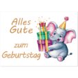 Geburtstagskarte - Alles Gute - Elefant mit Geschenken - 10 Stk.