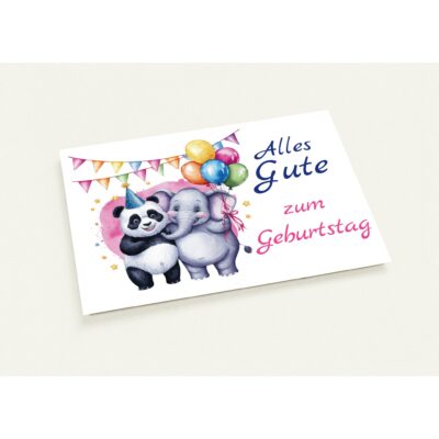 Geburtstagskarte - Alles Gute - Bär & Elefant - 10 Stk