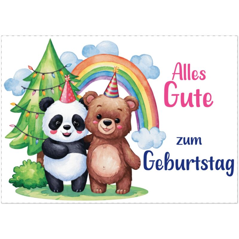 Geburtstagskarte - Alles Gute - Panda & Bär - 10 Stk