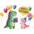 Geburtstagskarte - Happy Birthday - Dinosaurier - 10 Stk