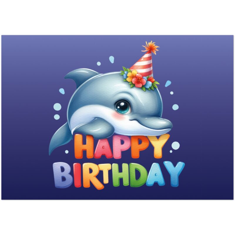 Geburtstagskarte - Happy Birthday - Delfinbaby - 10 Stk