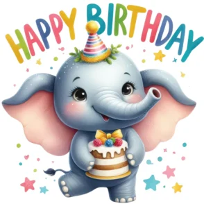 Happy Birthday - Elefant mit Torte