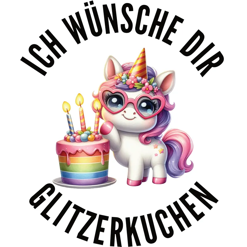 Ich wünsch dir Glitzerkuchen - Einhorn und Torte