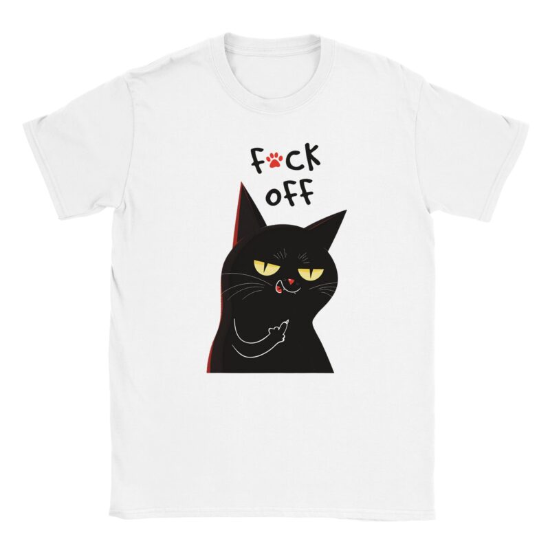 T-Shirt ⇒ F_ck Off - Schwarze Katze mit Mittelfinger ⇐ Unisex