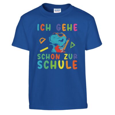 T-Shirt - Ich gehe schon zur Schule - Blauer Dino - Kinder