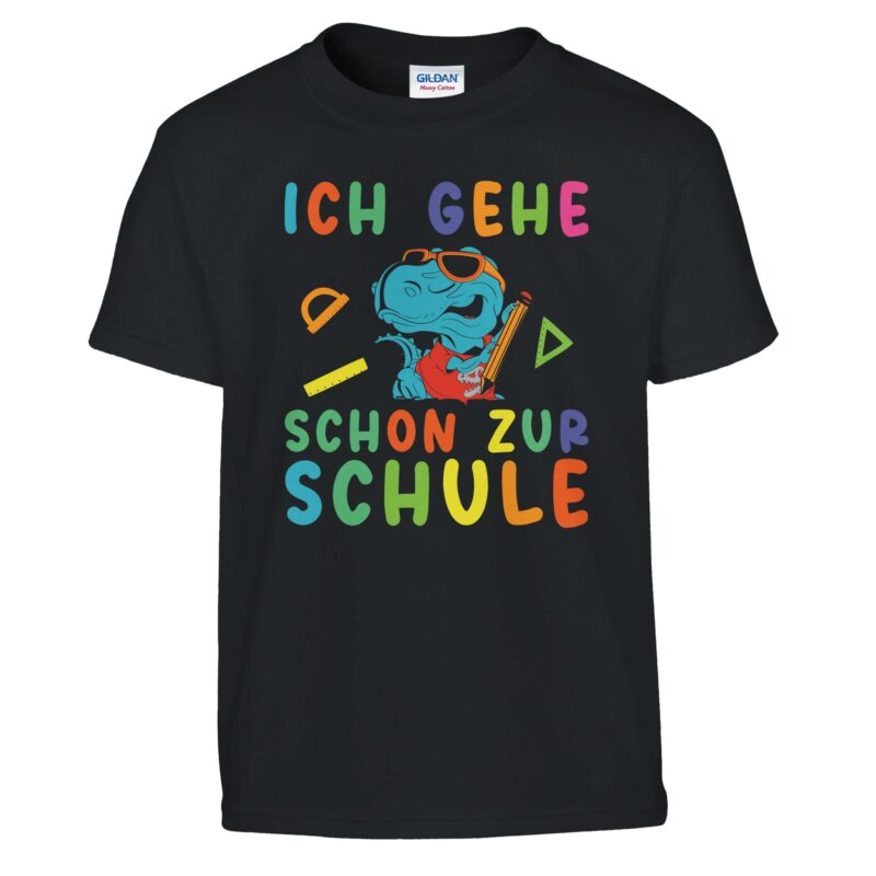 T-Shirt - Ich gehe schon zur Schule - Blauer Dino - Kinder