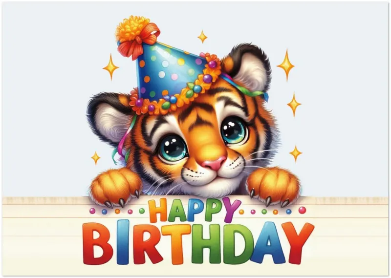 Geburtstagskarte – Happy Birthday – Tigerbaby – 10 Stk