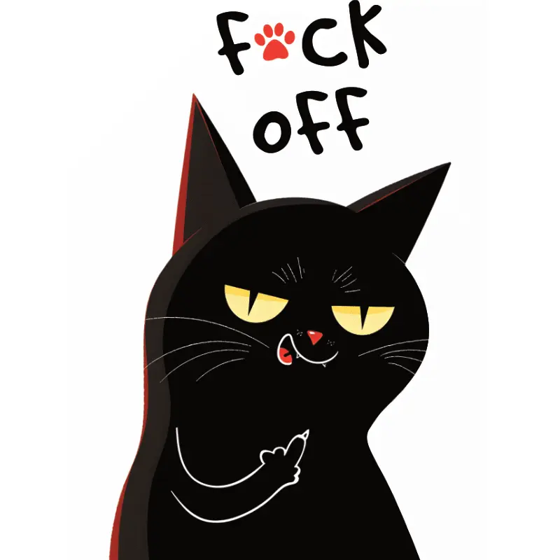 Design: F_ck Off - Schwarze Katze mit Mittelfinger