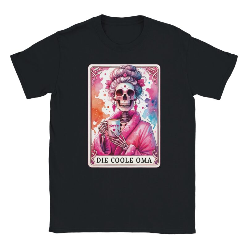 T-Shirt - Die Coole Oma - Tarot Skelett Grafik - Unisex