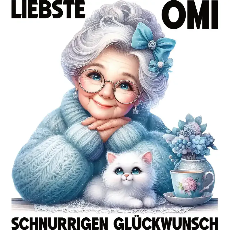 T-Shirt Design - Liebste Omi - Oma mit Katze