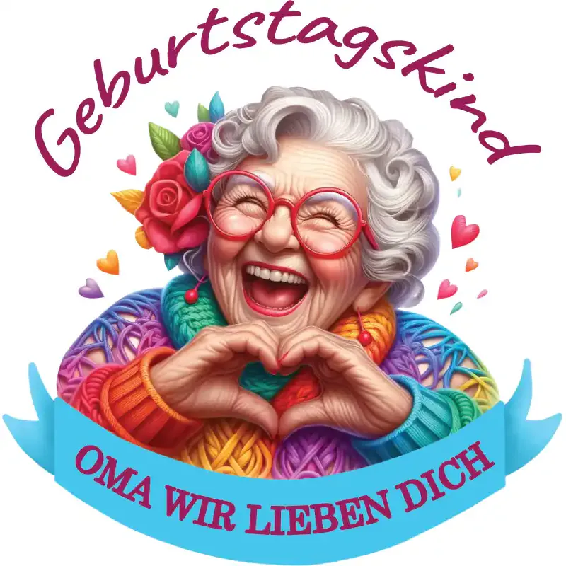 T-Shirt Grafik - Oma wir lieben dich - Oma macht Herzzeichen