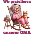 T-Shirt Design - Wir gratulieren unserer Oma - Lachende Oma