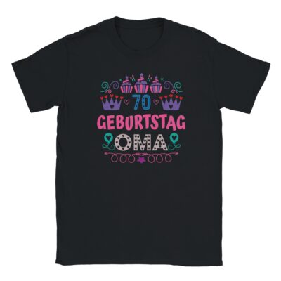 T-Shirt - 70 Geburtstag Oma - Buntes Design - Unisex