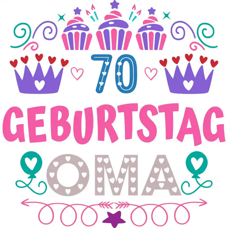 T-Shirt - 70 Geburtstag Oma - Buntes Design - Unisex