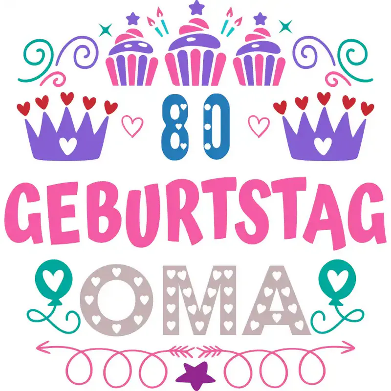 T-Shirt - 80 Geburtstag Oma - Buntes Design - Unisex