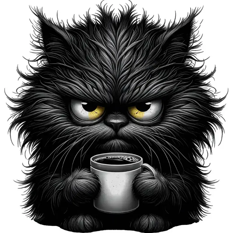 Design: Grantige Katze - Kaffee Humor