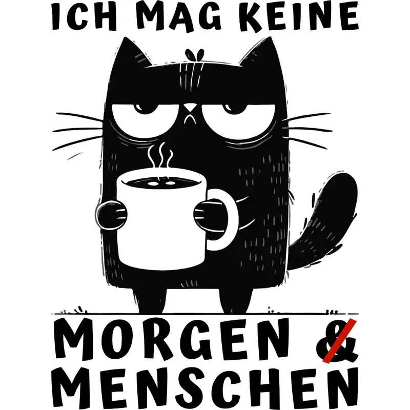 Design: T-Shirt - Ich mag keine Morgenmenschen - Katze mit Kaffee