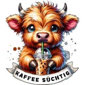Design: Kaffee süchtig - Kuh mit Kaffee