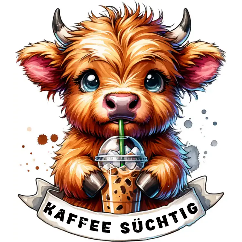 Design: Kaffee süchtig - Kuh mit Kaffee