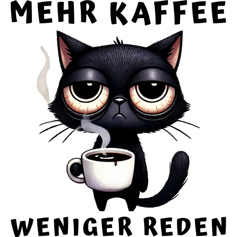 Mehr Kaffee - Weniger Reden - Katzen Grafik