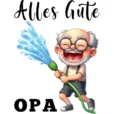 T-Shirt - Alles Gute Opa - Opa mit Gartenschlauch