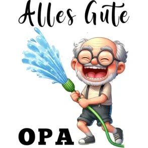 mockup-alles-gute-opa-mit-gartenschlauch T-Shirt - Alles Gute Opa - Opa mit Gartenschlauch