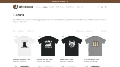 Screenshot vom KaffeeMiau Shop